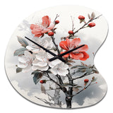 Asian Art Apple Blossom I - Asymmetric Metal Wall Clock