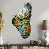 Bali Bliss Landscape II - Asymmetric Metal Wall Clock