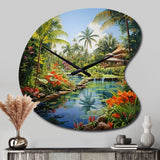 Bali Bliss Landscape II - Asymmetric Metal Wall Clock