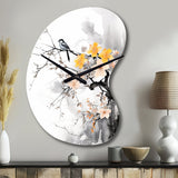 Asian Art Bat Sumi - Asymmetric Metal Wall Clock