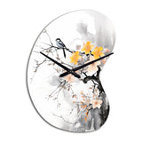 Asian Art Bat Sumi - Asymmetric Metal Wall Clock