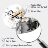 Asian Art Bat Sumi - Asymmetric Metal Wall Clock