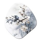 Asian Art Apple Blossom Sumi VI - Asymmetric Metal Wall Clock