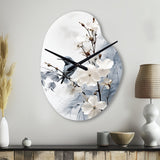 Asian Art Apple Blossom Sumi VI - Asymmetric Metal Wall Clock