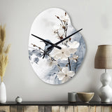 Asian Art Apple Blossom Sumi VI - Asymmetric Metal Wall Clock