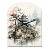 Asian Art Fantasy Sumi II - Asymmetric Metal Wall Clock