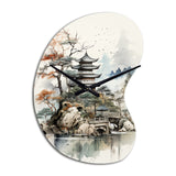 Asian Art Fantasy Sumi II - Asymmetric Metal Wall Clock