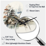Asian Art Fantasy Sumi II - Asymmetric Metal Wall Clock