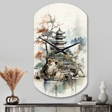 Asian Art Fantasy Sumi II - Asymmetric Metal Wall Clock