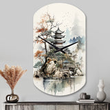 Asian Art Fantasy Sumi II - Asymmetric Metal Wall Clock