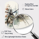 Asian Art Fantasy Sumi II - Asymmetric Metal Wall Clock
