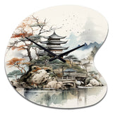 Asian Art Fantasy Sumi II - Asymmetric Metal Wall Clock