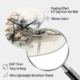 Asian Art Fantasy Sumi II - Asymmetric Metal Wall Clock