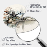 Asian Art Fantasy Sumi II - Asymmetric Metal Wall Clock
