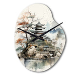Asian Art Fantasy Sumi II - Asymmetric Metal Wall Clock