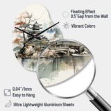 Asian Art Fantasy Sumi II - Asymmetric Metal Wall Clock