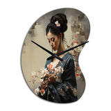 Asian Art Geishas Grace III - Asymmetric Metal Wall Clock