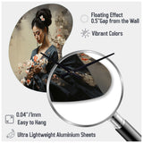 Asian Art Geishas Grace III - Asymmetric Metal Wall Clock