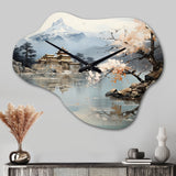Asian Art Imperial Landscape II - Asymmetric Metal Wall Clock