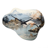 Asian Art Imperial Landscape II - Asymmetric Metal Wall Clock