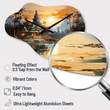 Asian Art Imperial Landscape I - Asymmetric Metal Wall Clock