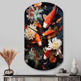 Asian Art Infinite Koi I - Asymmetric Metal Wall Clock