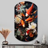 Asian Art Infinite Koi I - Asymmetric Metal Wall Clock