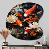 Asian Art Infinite Koi I - Asymmetric Metal Wall Clock