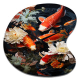 Asian Art Infinite Koi I - Asymmetric Metal Wall Clock