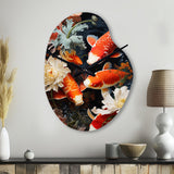 Asian Art Infinite Koi I - Asymmetric Metal Wall Clock