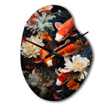 Asian Art Infinite Koi I - Asymmetric Metal Wall Clock