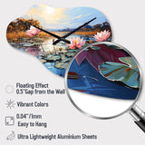 Asian Art Lotus Lake - Asymmetric Metal Wall Clock