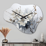 Asian Art Orchids Flowers I - Asymmetric Metal Wall Clock