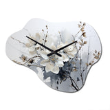 Asian Art Orchids Flowers I - Asymmetric Metal Wall Clock