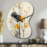 Asian Art Seashell Sumi XII - Asymmetric Metal Wall Clock