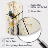 Asian Art Seashell Sumi XII - Asymmetric Metal Wall Clock