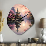 Asian Art Serene Pagoda VIII - Asymmetric Metal Wall Clock