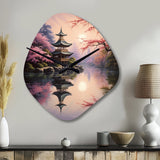 Asian Art Serene Pagoda VIII - Asymmetric Metal Wall Clock