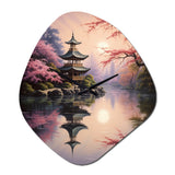 Asian Art Serene Pagoda VIII - Asymmetric Metal Wall Clock