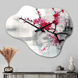Asian Art Sumi Lake II - Asymmetric Metal Wall Clock