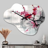 Asian Art Sumi Lake II - Asymmetric Metal Wall Clock