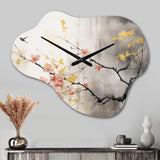 Asian Art Sumi Blossom I - Asymmetric Metal Wall Clock
