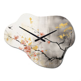 Asian Art Sumi Blossom I - Asymmetric Metal Wall Clock