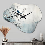 Asian Art Sumi Bird Serenity XII - Asymmetric Metal Wall Clock