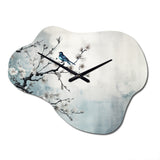 Asian Art Sumi Bird Serenity XII - Asymmetric Metal Wall Clock