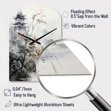 Asian Art Sumi Bird Serenity XIV - Asymmetric Metal Wall Clock