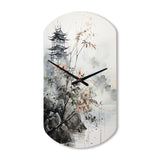 Asian Art Sumi Bird Serenity XIV - Asymmetric Metal Wall Clock