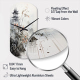 Asian Art Sumi Bird Serenity XIV - Asymmetric Metal Wall Clock