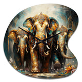 Asian Art Thai Elephants X - Asymmetric Metal Wall Clock