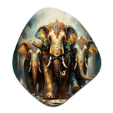 Asian Art Thai Elephants X - Asymmetric Metal Wall Clock